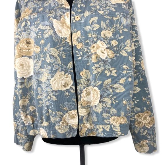 Vintage 90’s Coldwater Creek Light Floral Denim Jacket - Picture 3 of 11